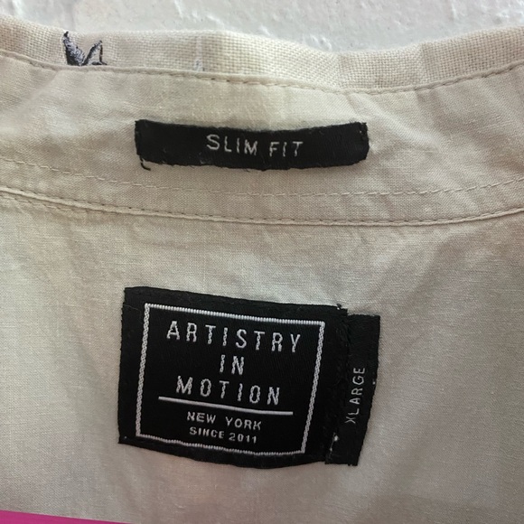 Artistry in Motion Mens Cream Tropical Collared Button Up  Shirt Sz XL Hawaiian - Picture 4 of 5